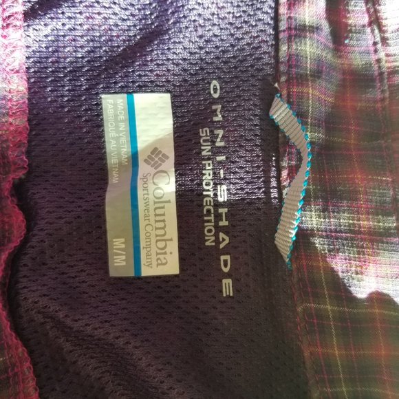 Columbia purple plaid button up pockets top medium - Picture 6 of 12